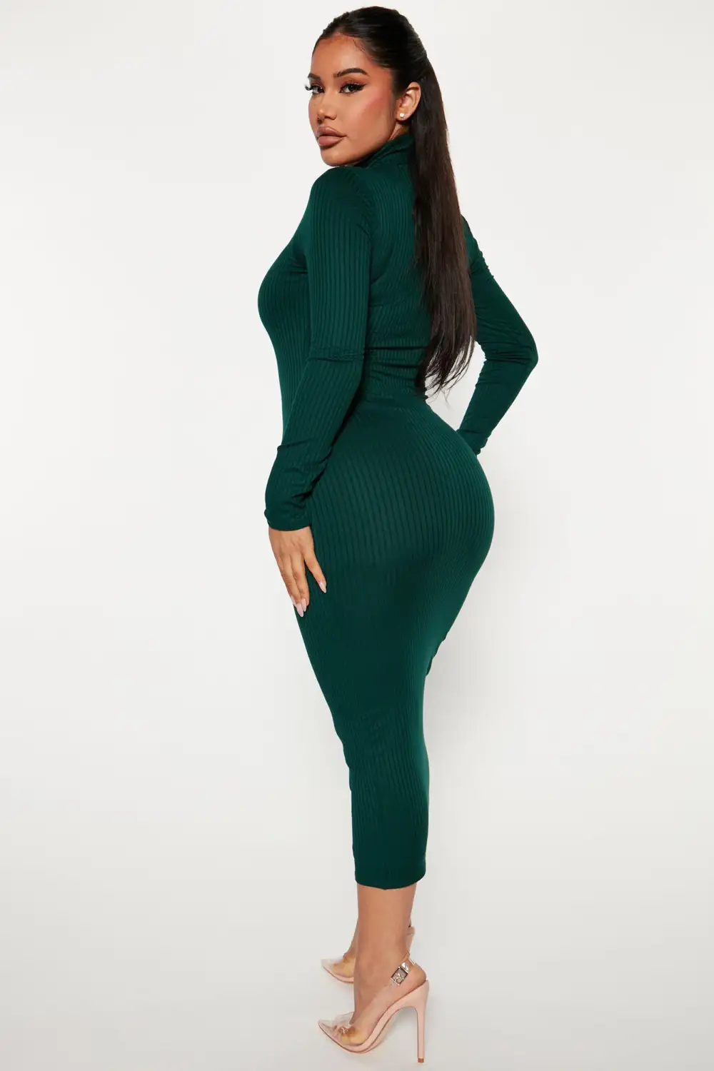 Amika Ribbed Midi Dress - Green