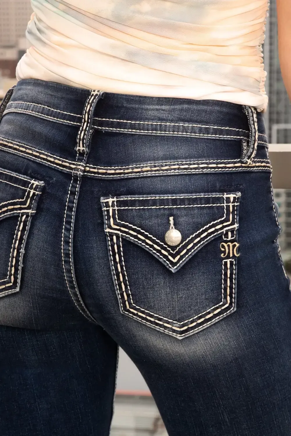 Front Button Bootcut Jeans