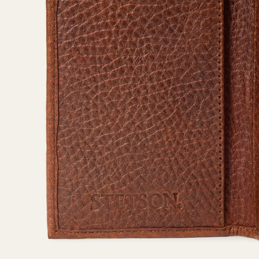 Bison Leather Stetson Rivet Checkbook Wallet