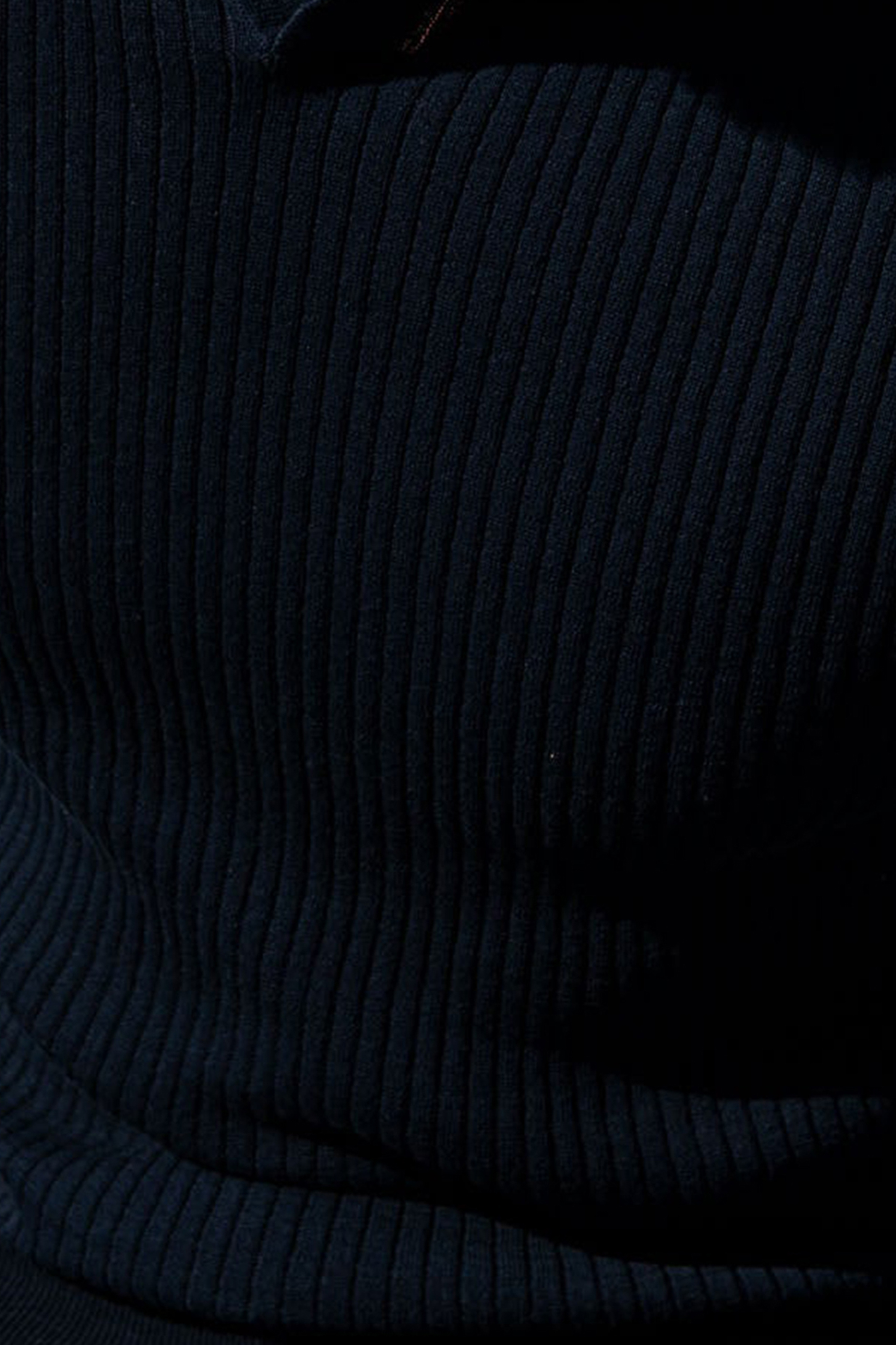 Blue Thin Ribs Knit Polo