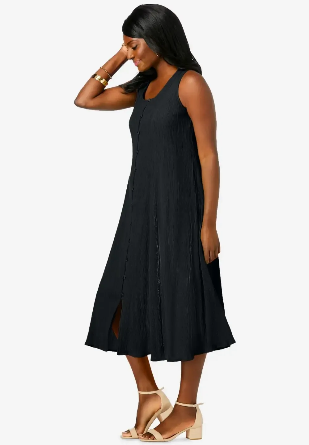 Button-Down Gauze Midi