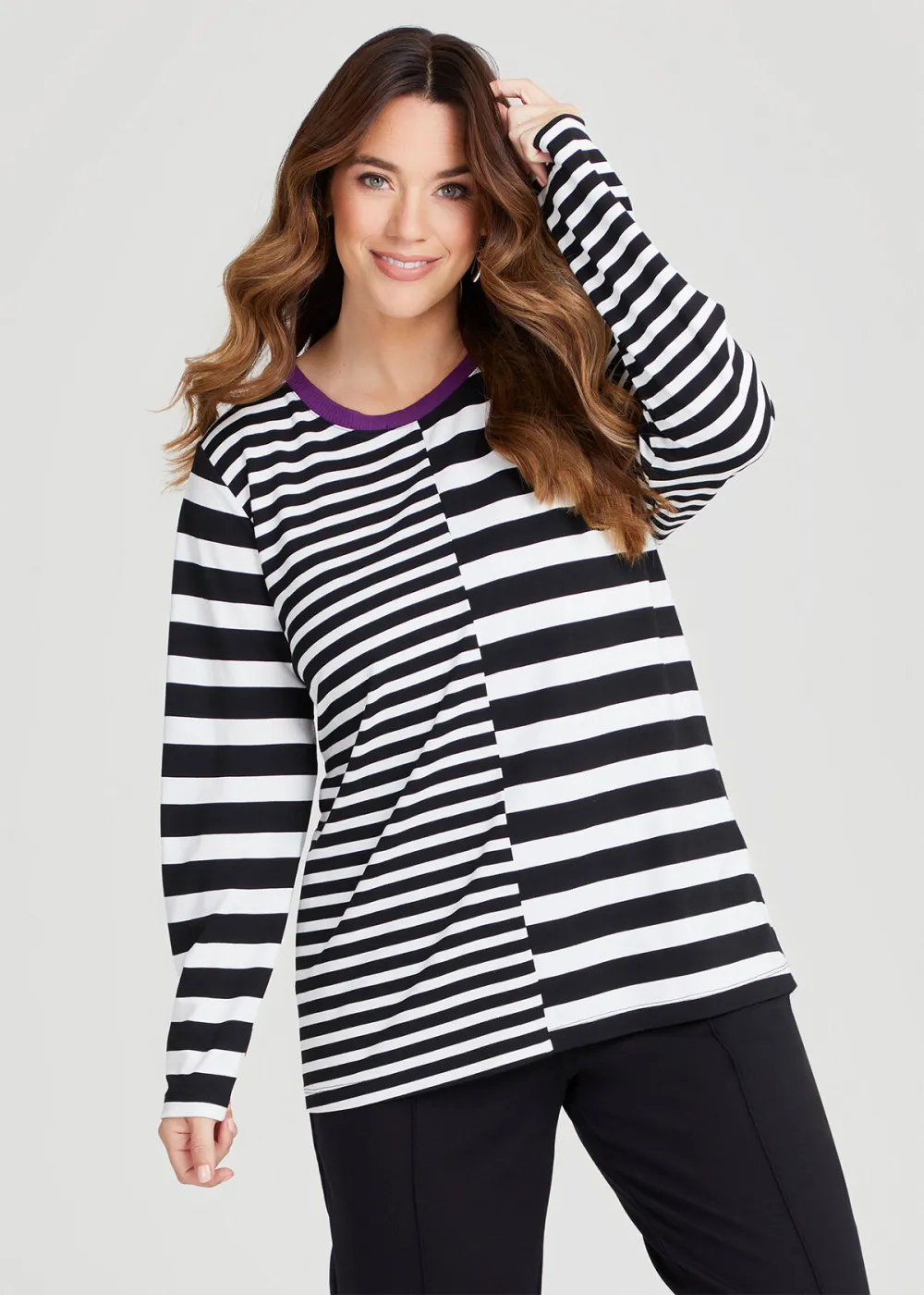 Bamboo Ponte Spliced Stripe Top