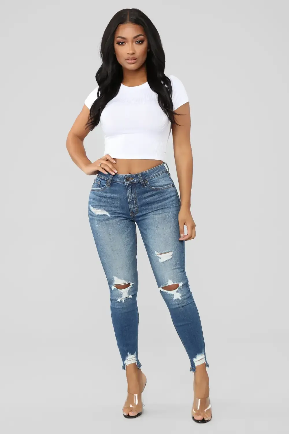 Ego Trip Mid Rise Jeans - Medium Blue Wash