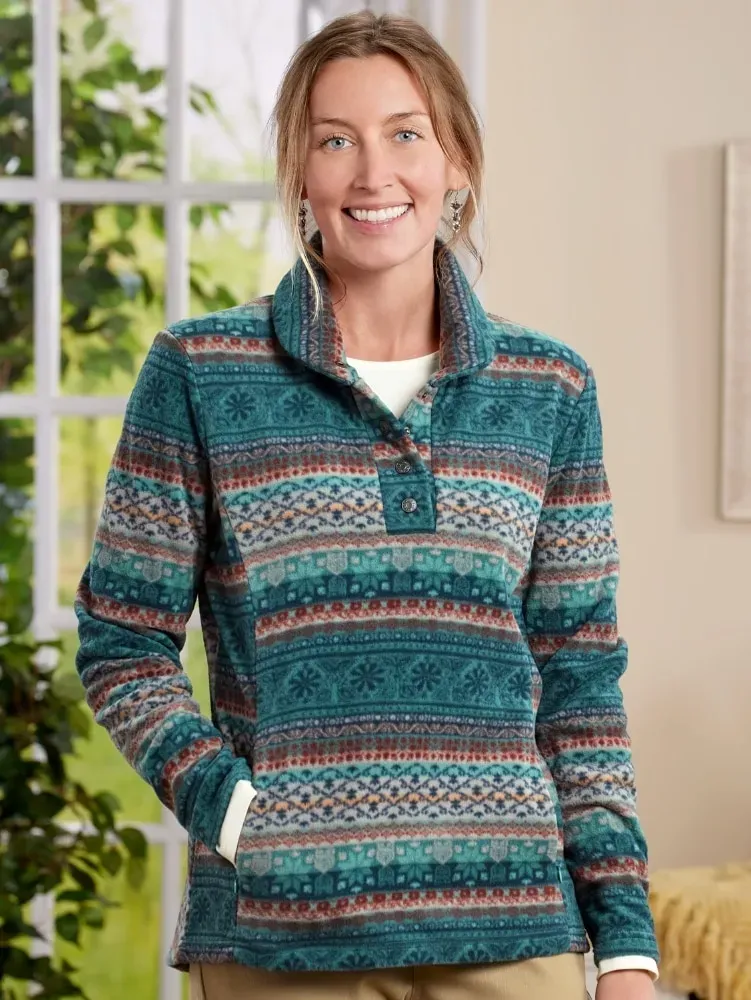 Women's Super-Soft Fleece Pullover With Shawl Collar