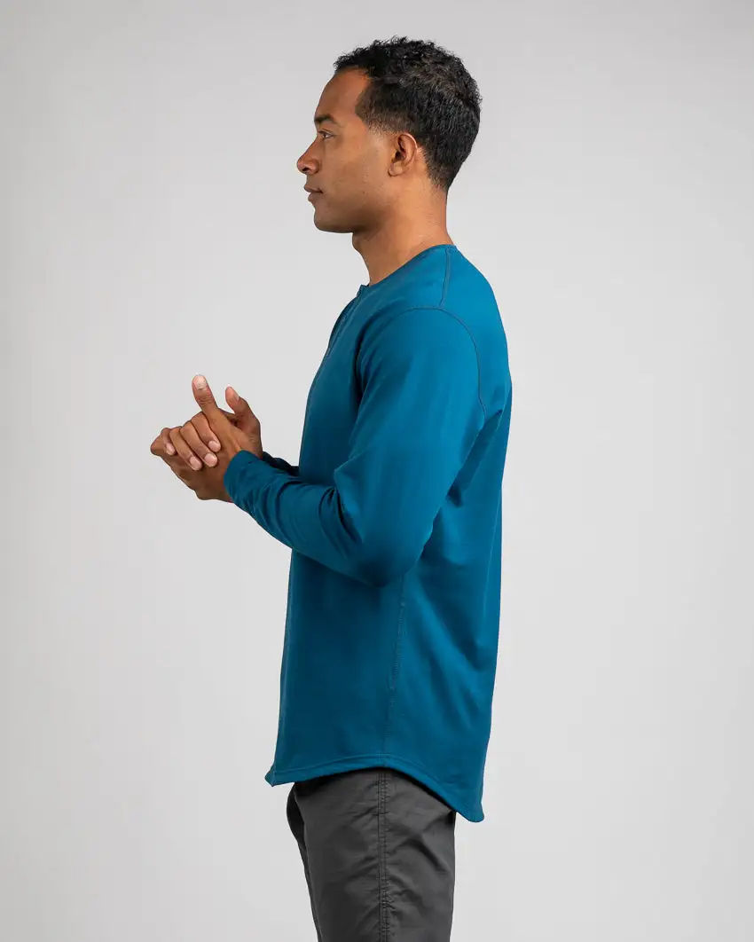 Henley Drop-Cut Long Sleeve: Lux