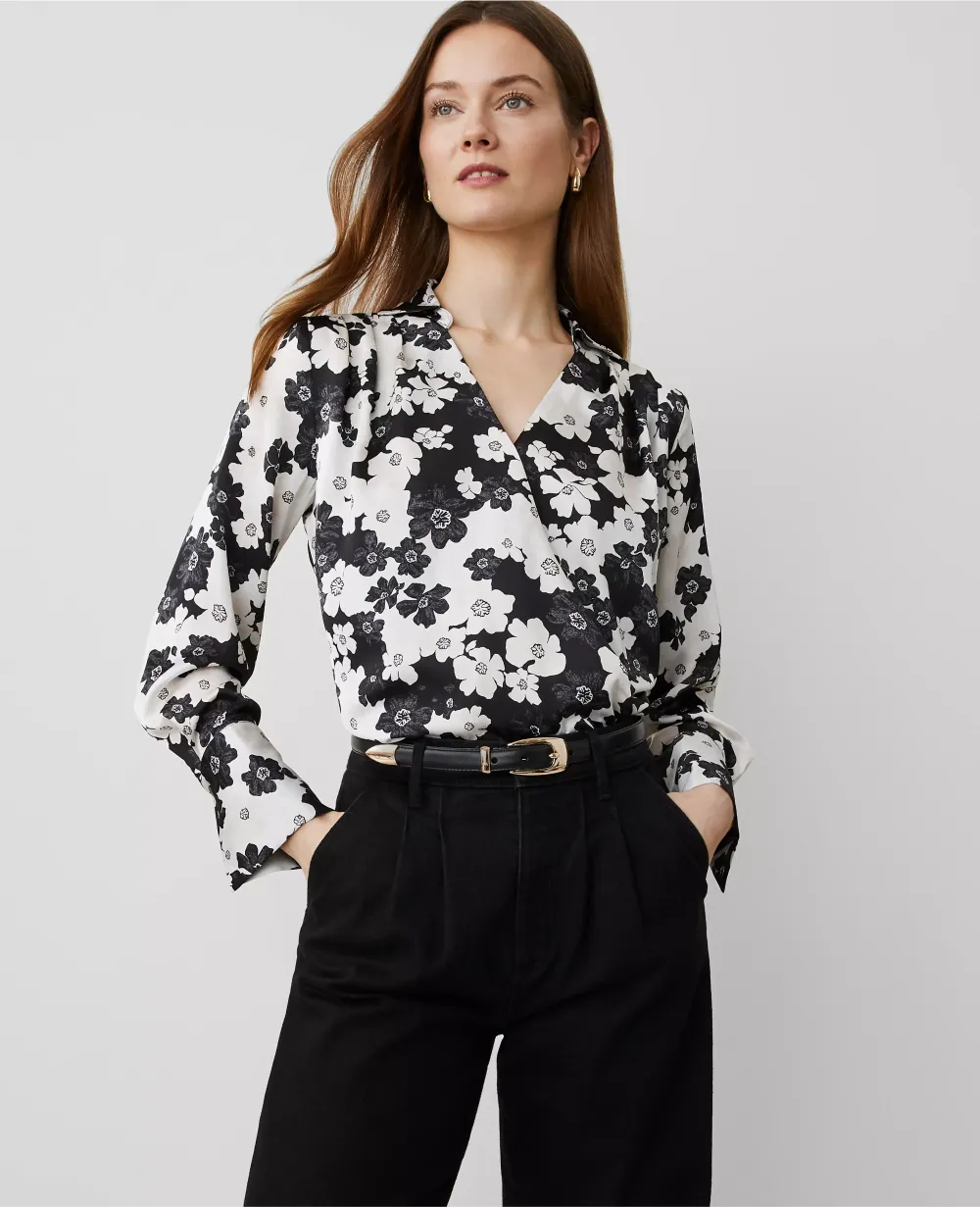Floral Satin Wrap Bodysuit