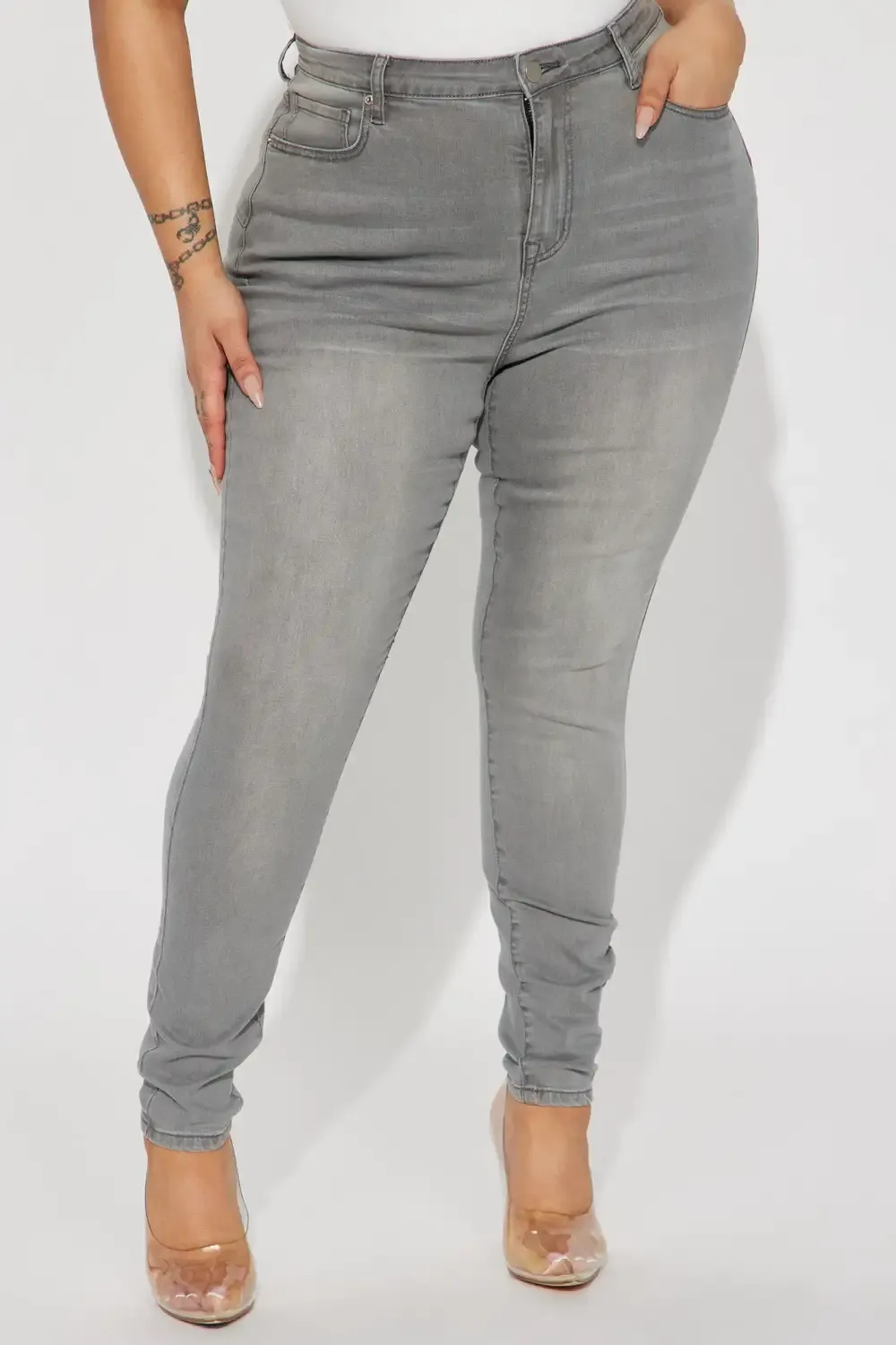 Reno Sculpting High Rise Stretch Skinny Jeans - Grey