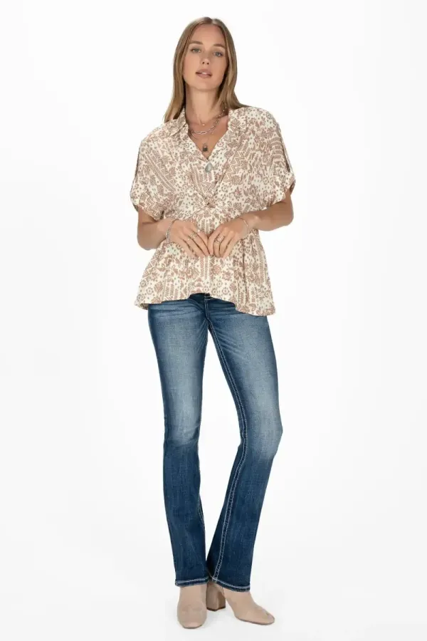 Aztec Print Twist Blouse