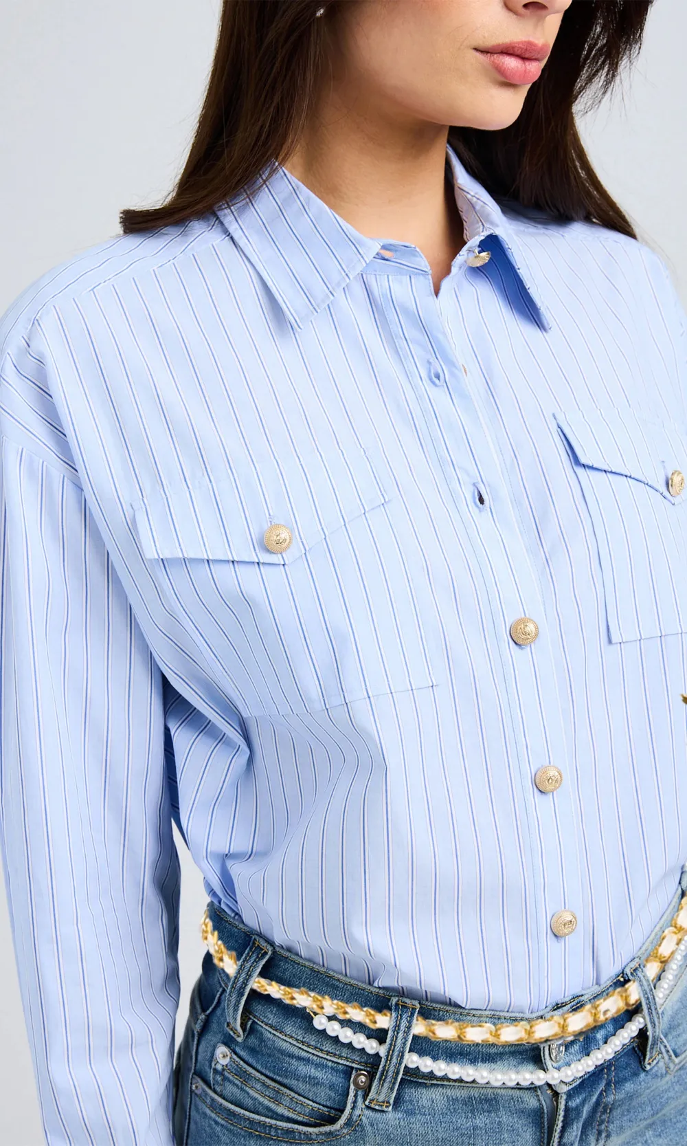 Michelle Pinstripe Poplin Shirt
