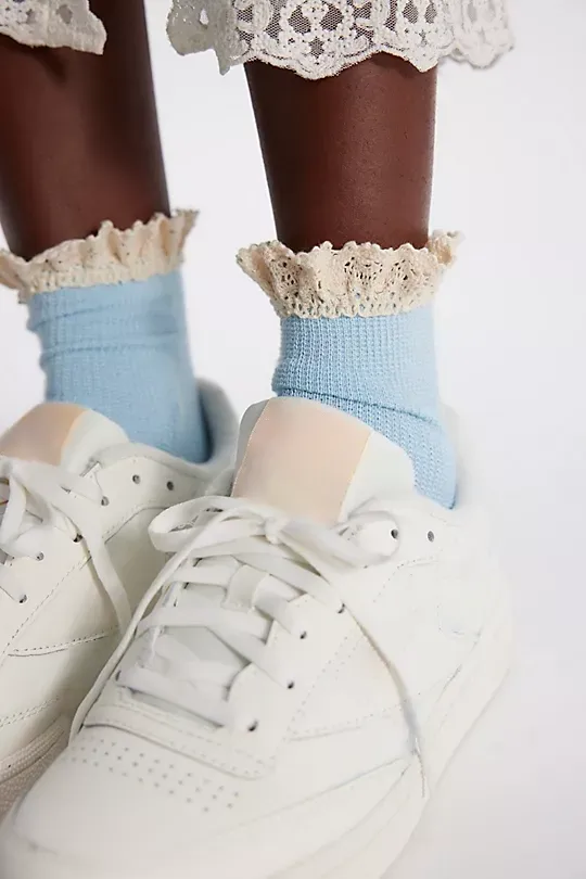 Waffle Knit Ankle Socks Orange
