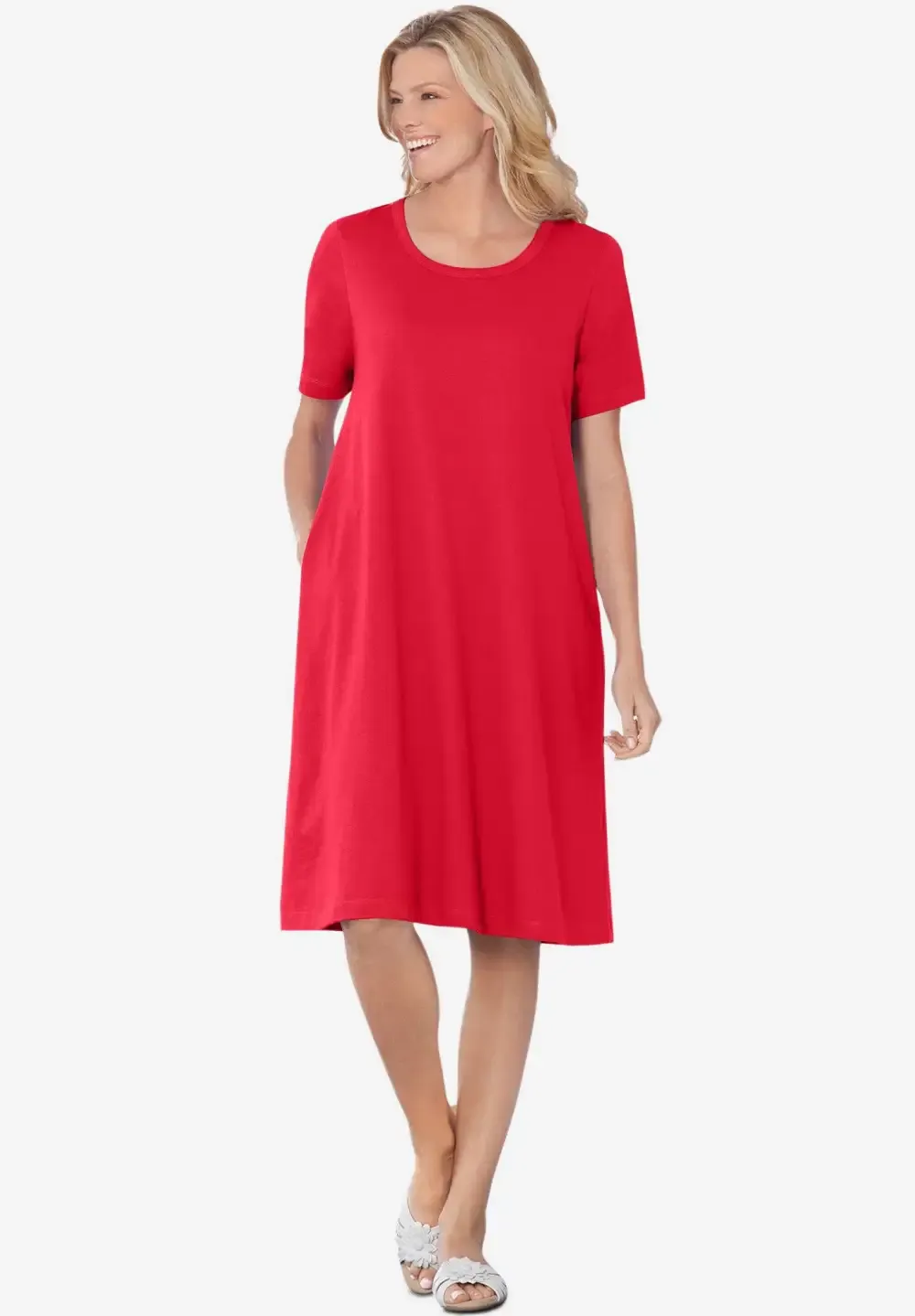 Perfect Short-Sleeve Crewneck Tee Dress