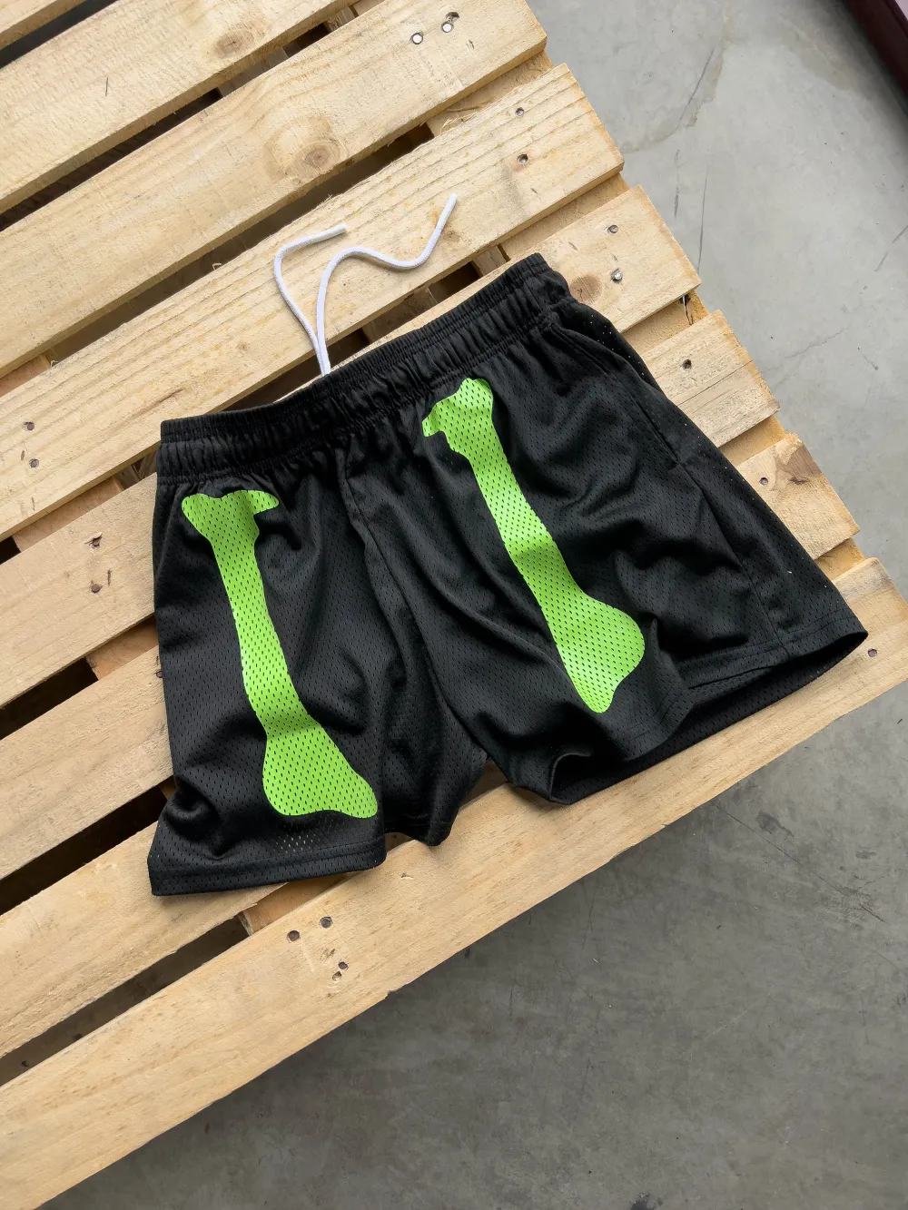BONE DRY VENTED MESH SHORTS - BLACK / GREEN