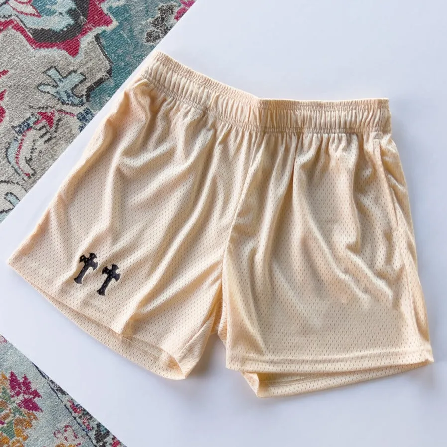 VENTED MESH SHORTS MEDIEVAL - CREAM / BLACK