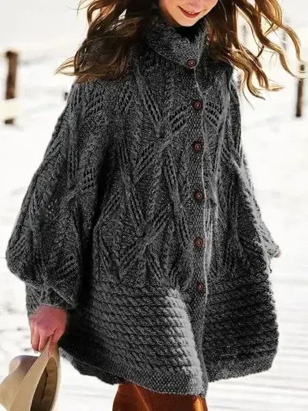 Vintage Cotton Knitted Button Design Sweater