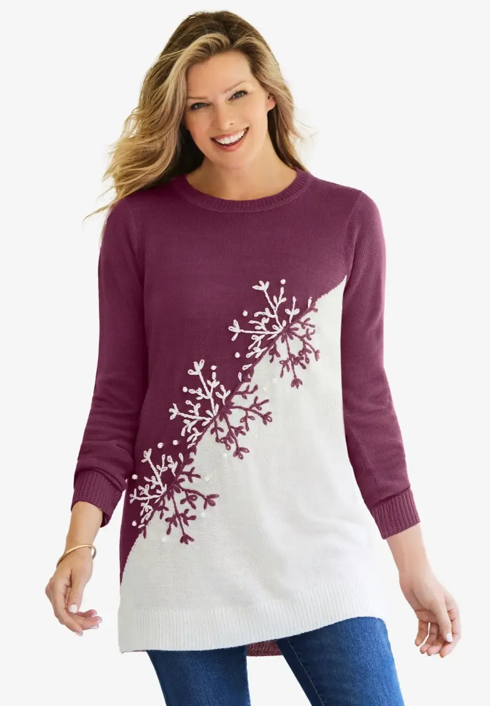 Snowflake Jacquard Pullover Sweater