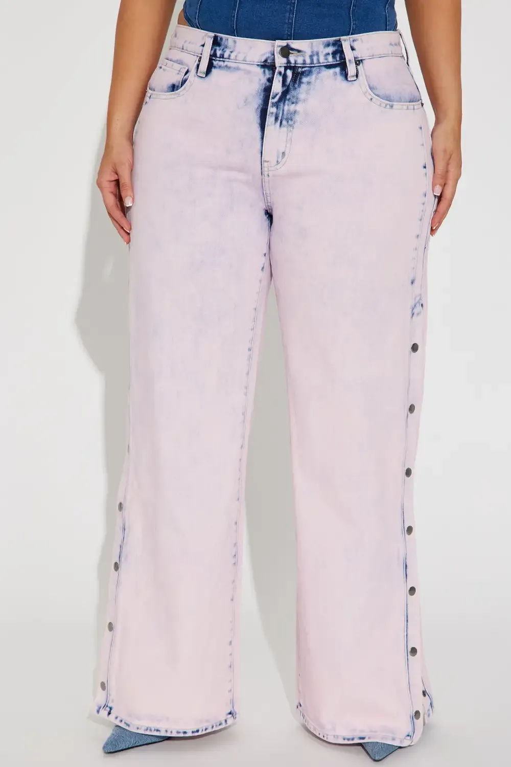 Tickled Pink Snap Jeans - Pink