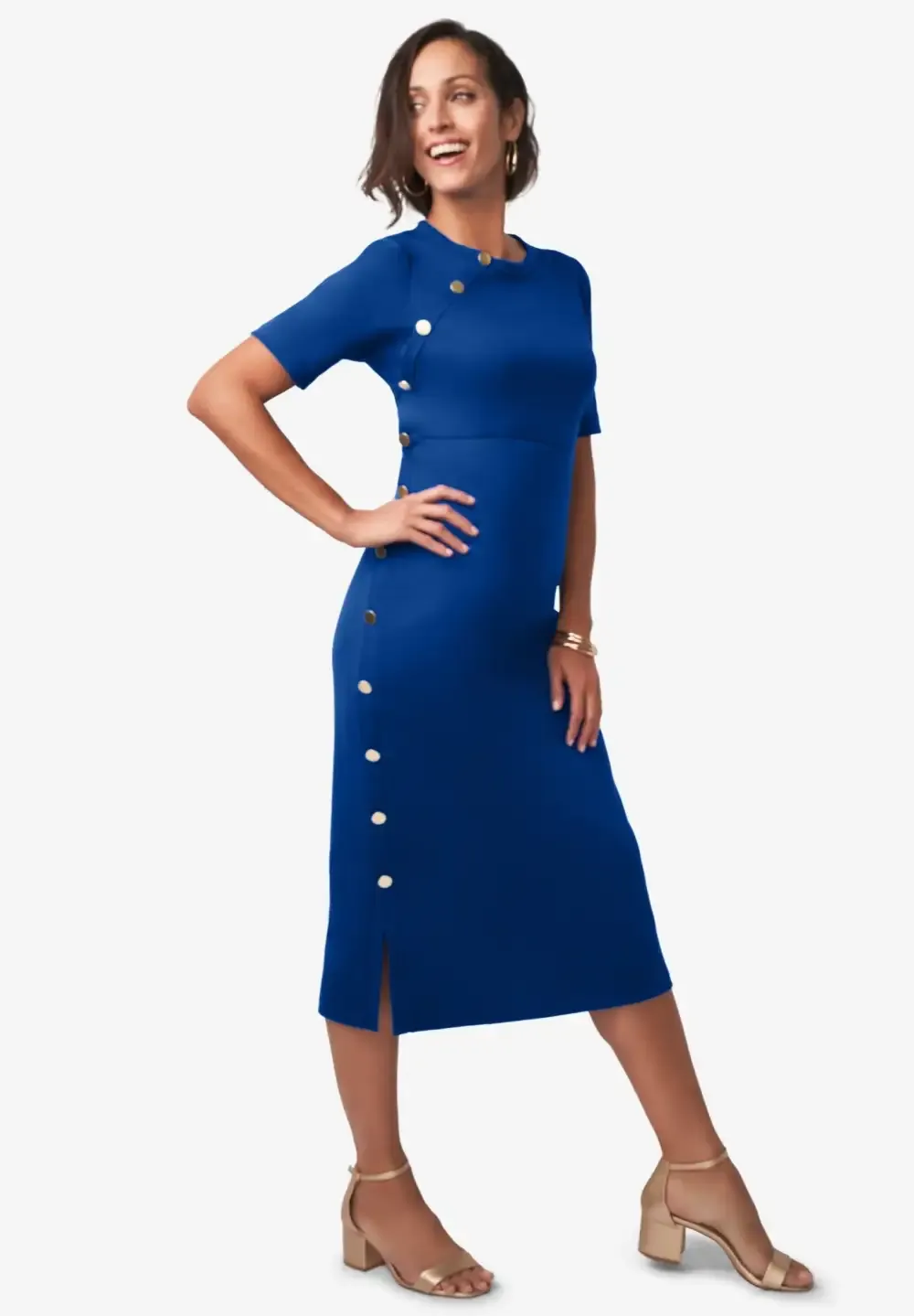 Side Button Midi Dress