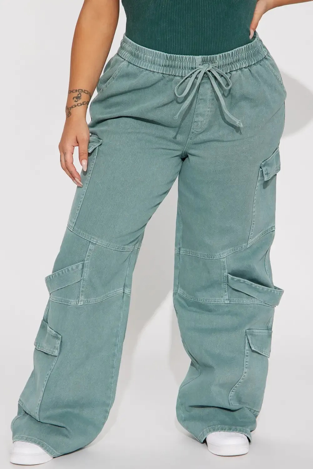 Know What To Do Non Stretch Cargo Jean - Green