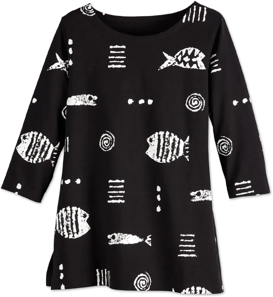 M.MAC Rock Fish Cotton Knit Scoop-Neck Tunic
