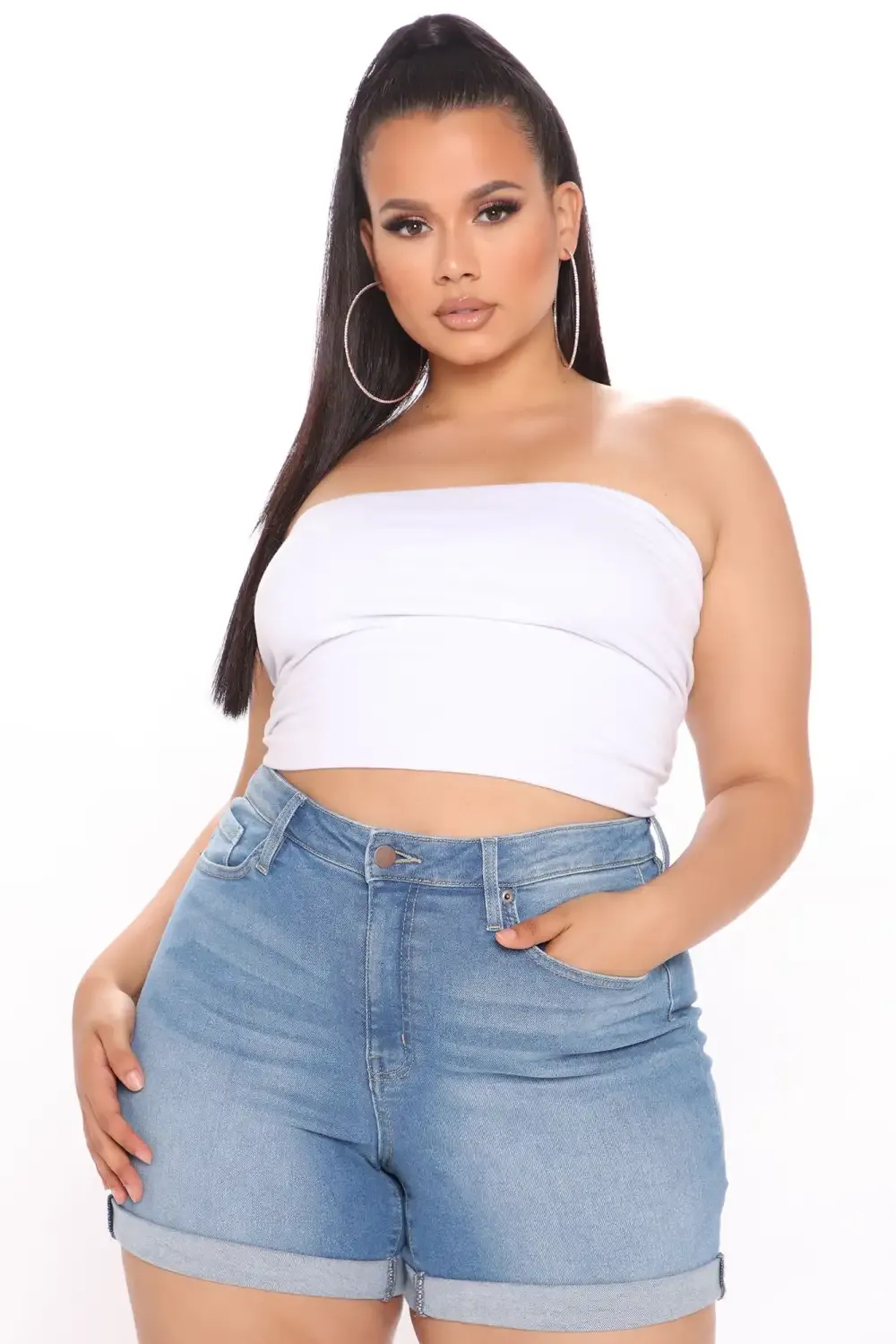 Tell Me Again Denim Shorts - LightBlueWash
