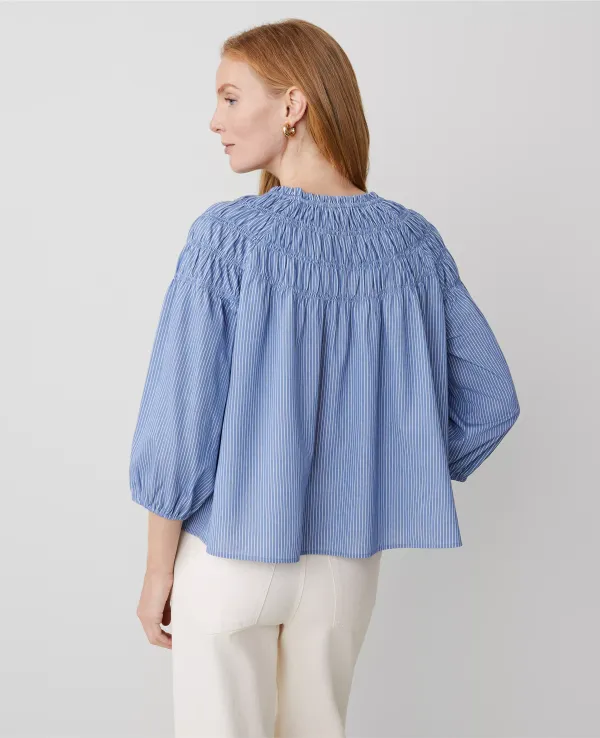 Striped Smocked Shoulder Top
