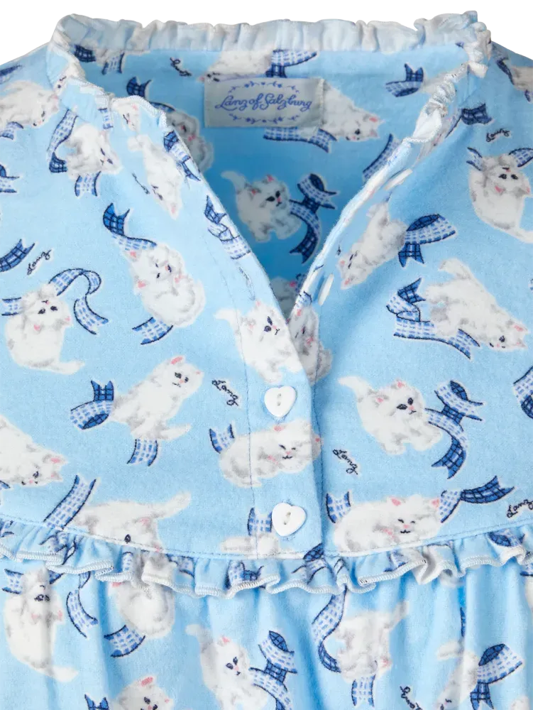 Lanz Playful Kittens Flannel Nightgown