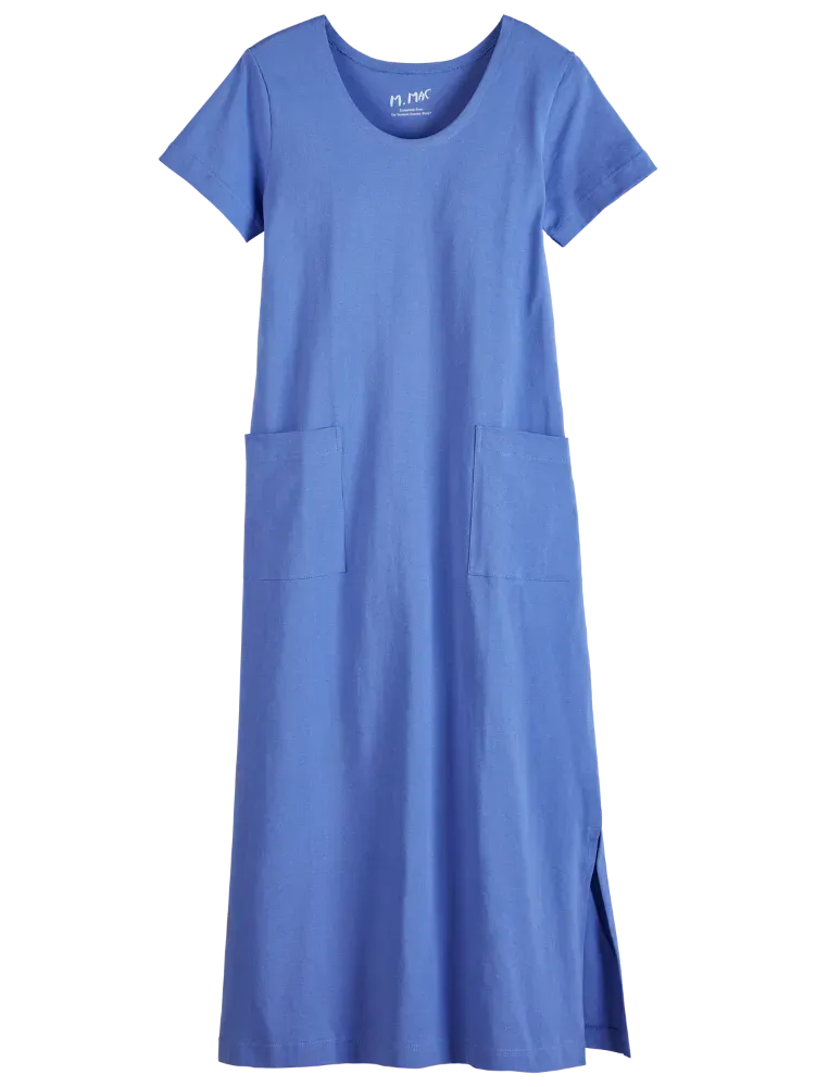 M.MAC Solid Cotton Knit Ankle-Length Dress With Pockets
