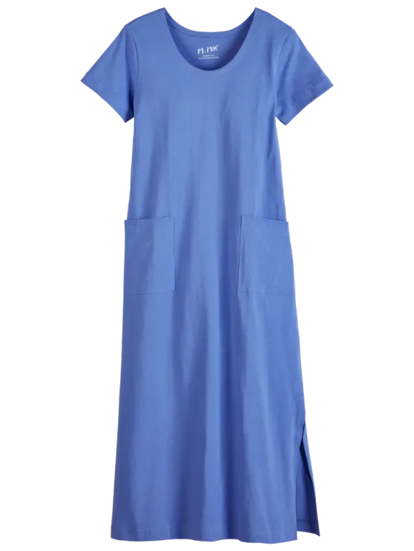M.MAC Solid Cotton Knit Ankle-Length Dress With Pockets