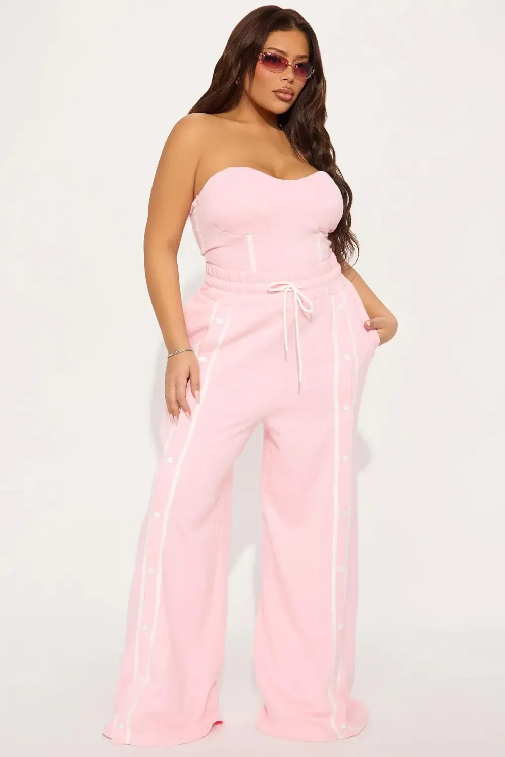 Sara Fleece Track Pant Set - Pink