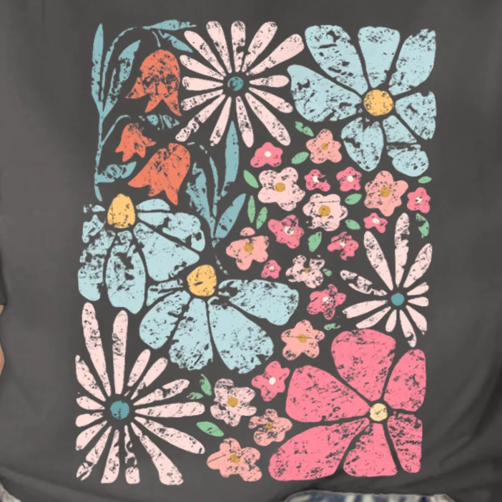 Women's Short-Sleeved Daisy Color Print T-Shirt
