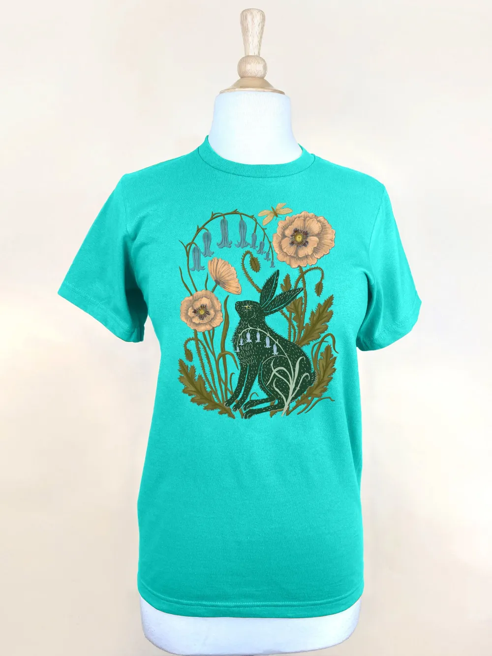 Hare With Poppies And Bluebells Relaxed Tee