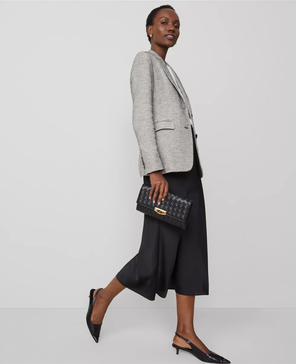Woven Faux Leather Clutch Bag