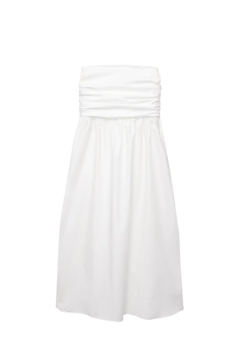 Vestido midi frunces palabra de honor