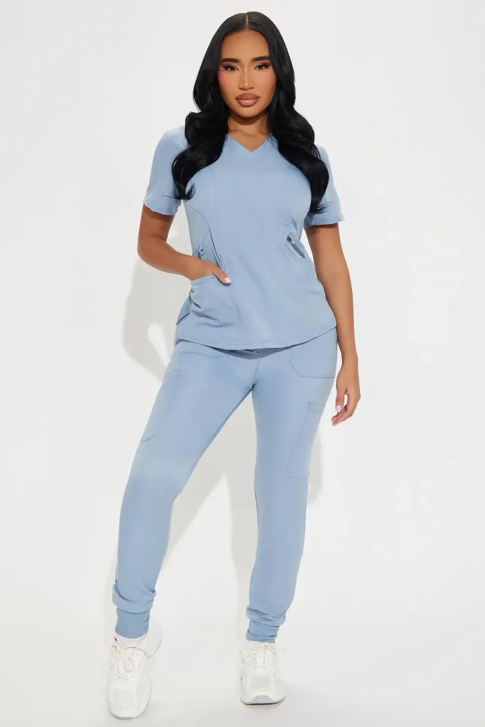 Under Pressure 4 Way Stretch Uniform Scrub Jogger Set - Slate Blue
