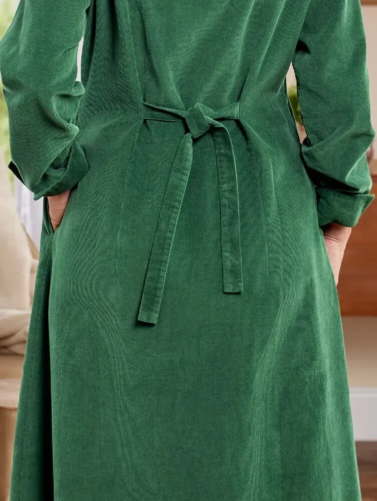 Pintuck Cotton Corduroy Dress