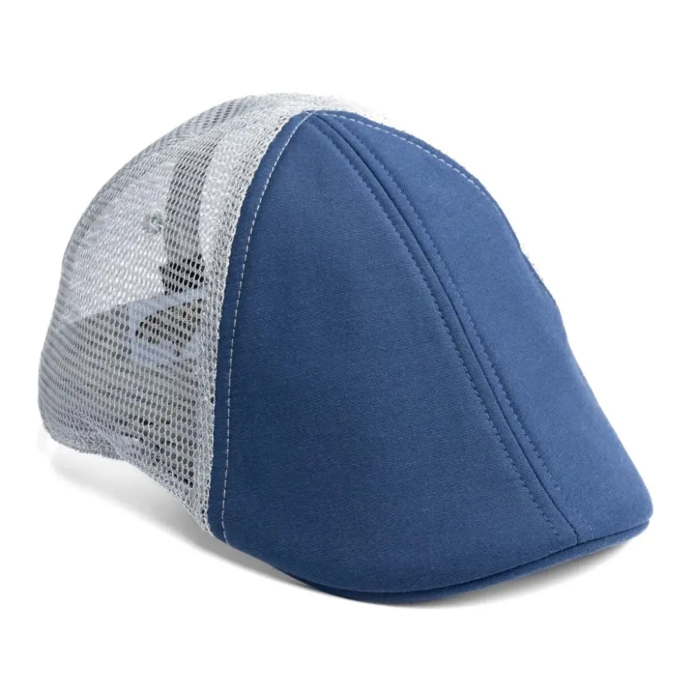 The Mesh Trucker Boston Scally Cap - Navy with Grey