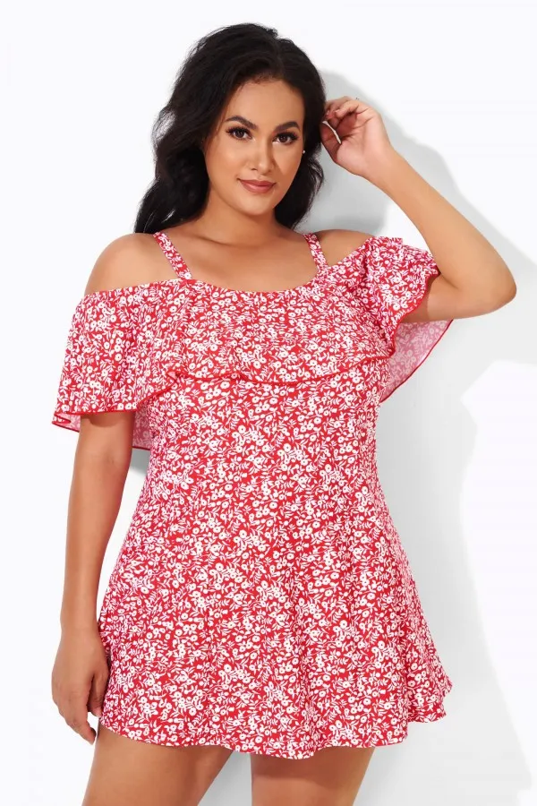 Solid Black Adjustable Straps Women Swimdress