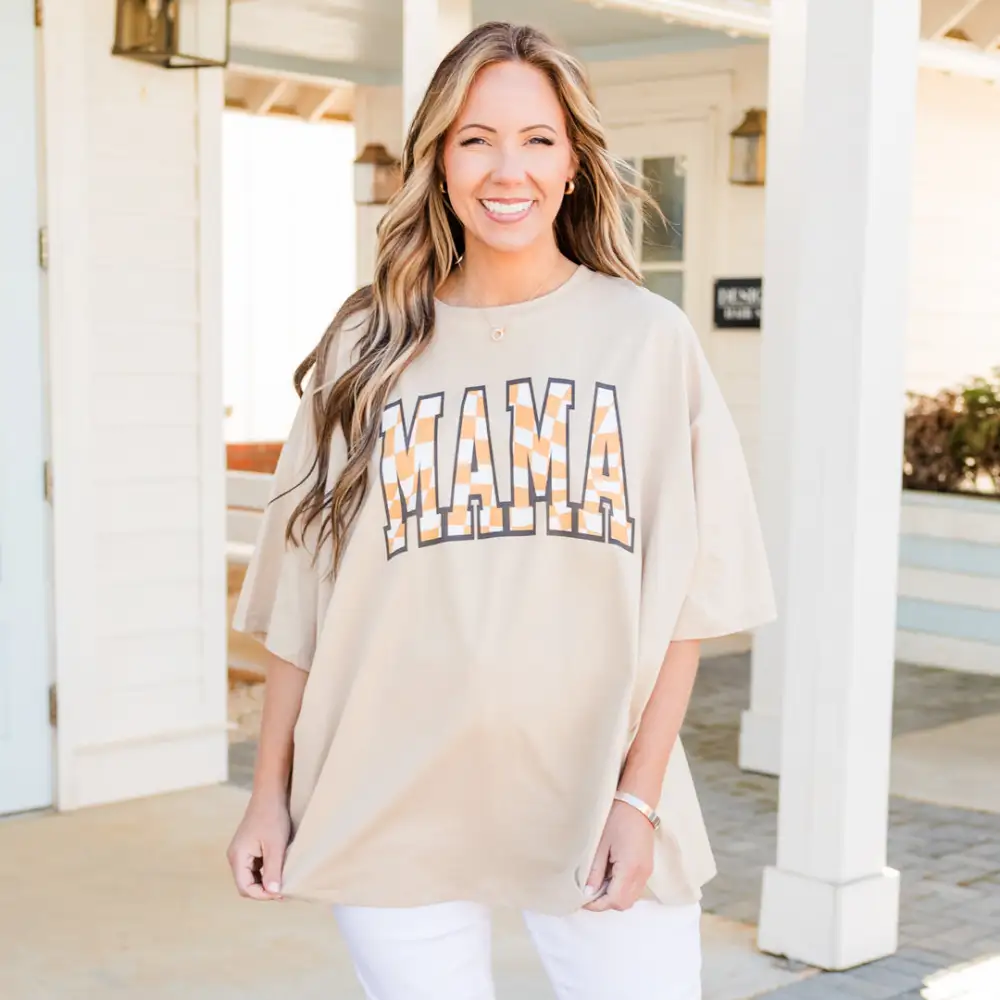 My Favorite Mama Boyfriend Tee, Light Mocha