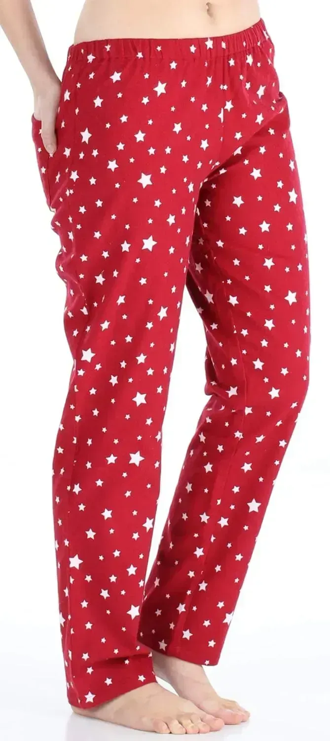 Women's Cotton Flannel Long Sleeve Button-Down Pajamas PJ Set