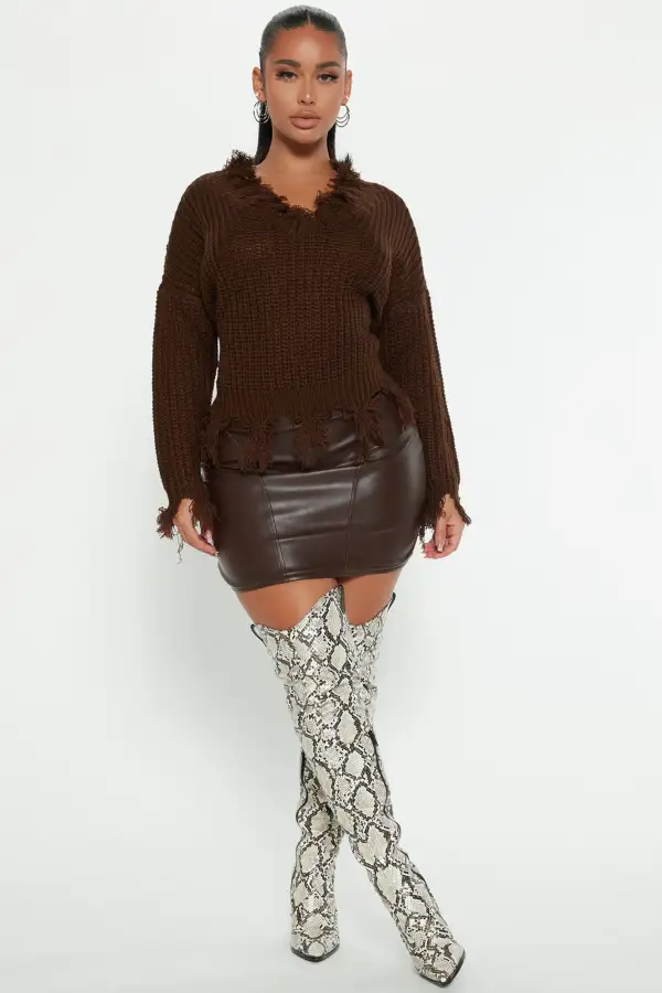 Always Distressing Me Out Sweater - Chocolate