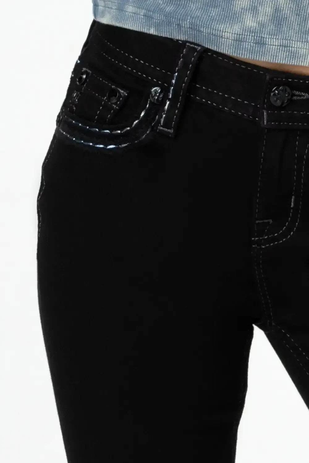 Metallic Classic Black Bootcut Jeans