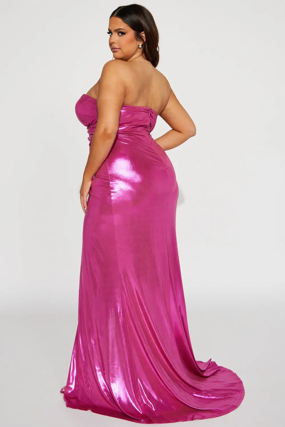 Sweet Heart Metallic Maxi Dress - Hot Pink