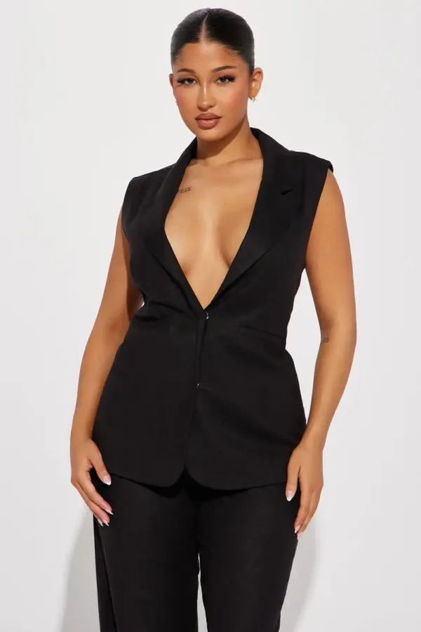 Only Necessary Vest Pant Set - Black