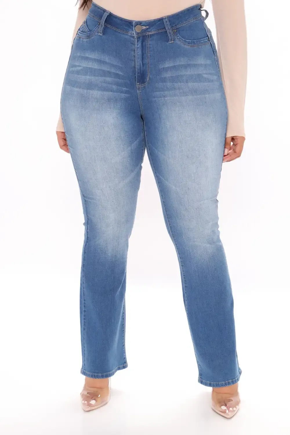 Bring It Down Flare Jeans - Medium Blue Wash