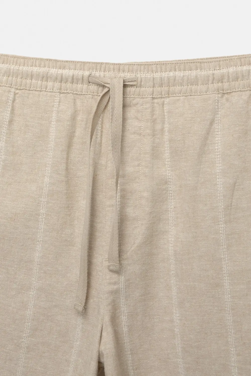 Striped linen blend Bermuda sweatpants