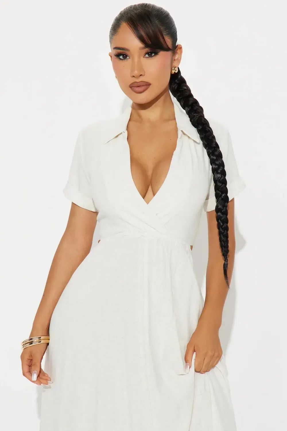 Linen Maxi Shirt Dress - Oatmeal
