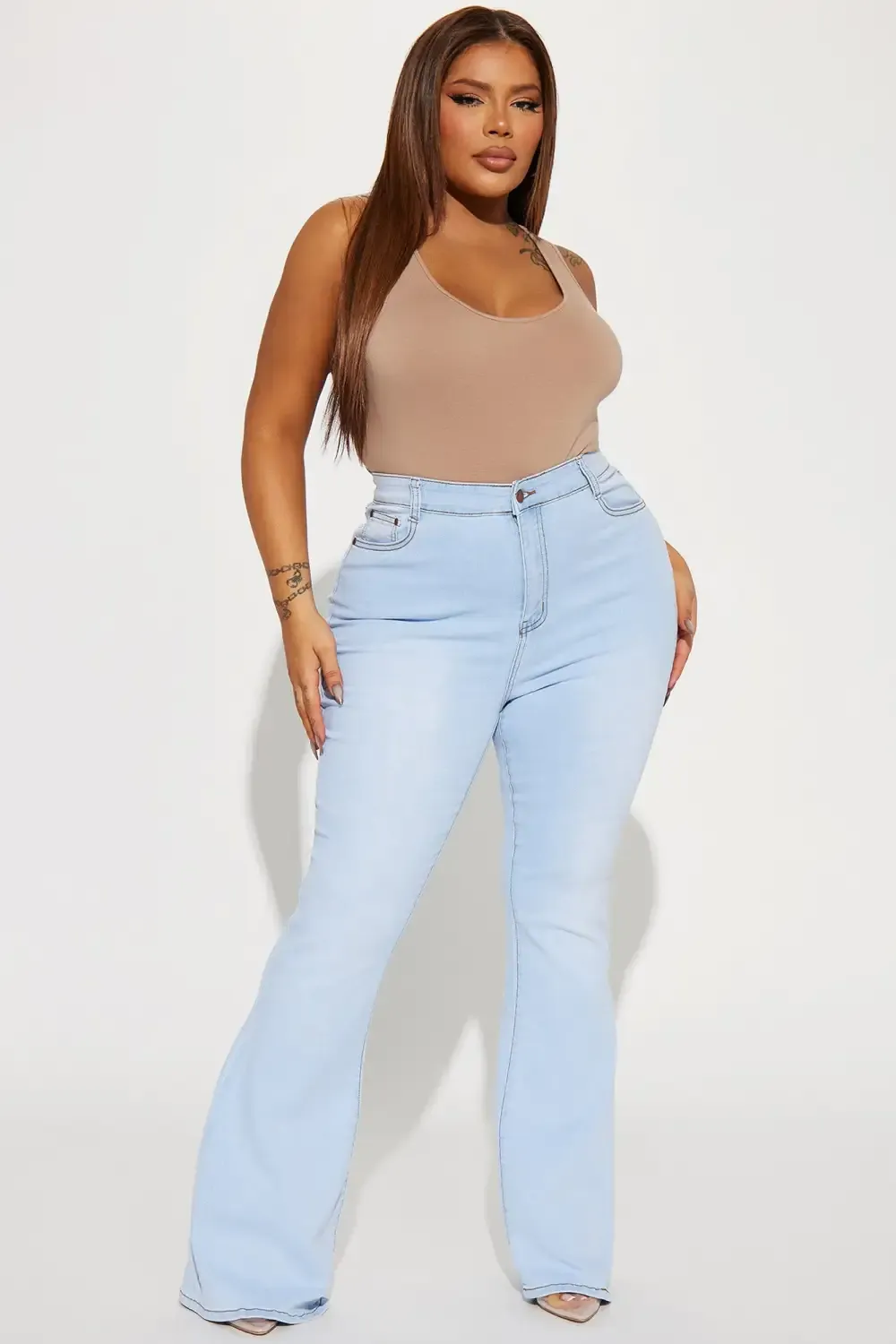 Happy Hour Stretch Flare Jeans - Light Wash