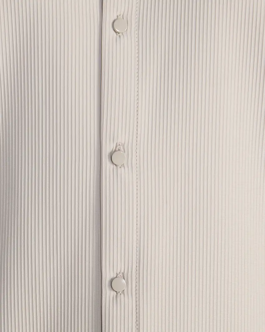 Ribbed+ Short Sleeve Button Down