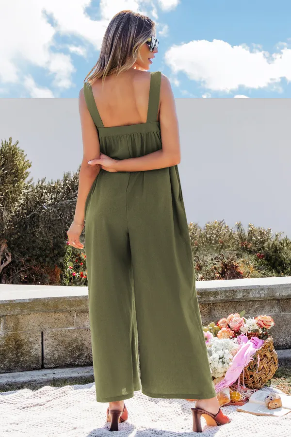 Relaxation Mode Olive Jumpsuit