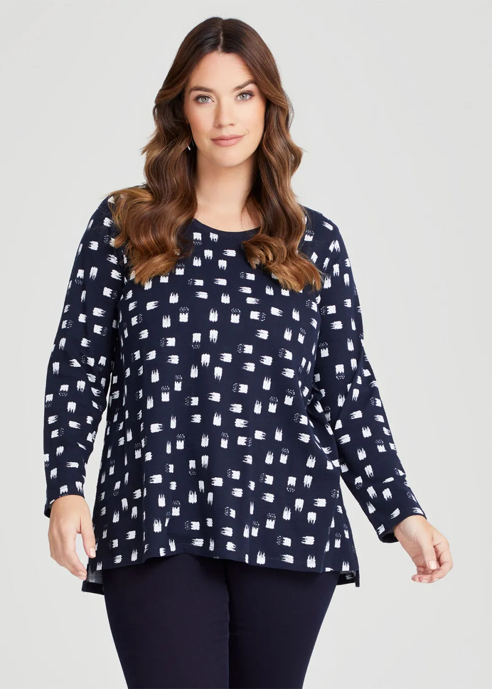 Cotton Brushstroke Print Top
